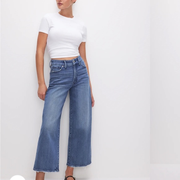 Good American Denim - High-Waist Wide Leg Women's Jeans in Medium Blue